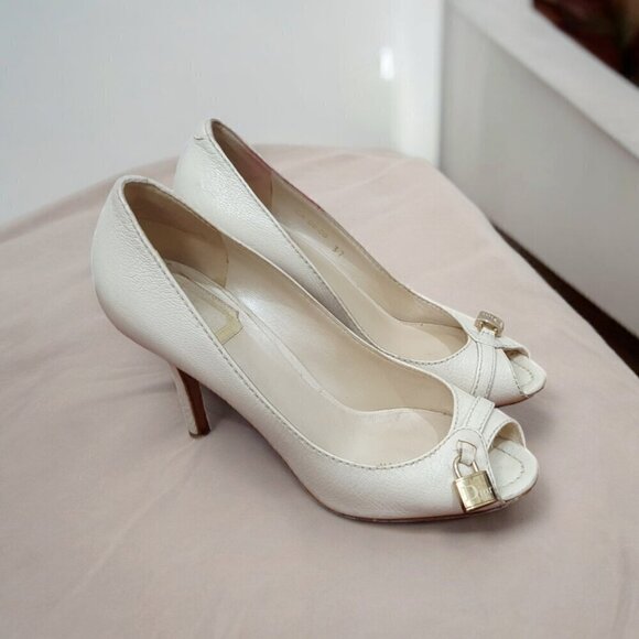 Dior Padlock Prep Toe 9CM Grained Calksin Heels Sandals - Size 37 EUR - Picture 1 of 11